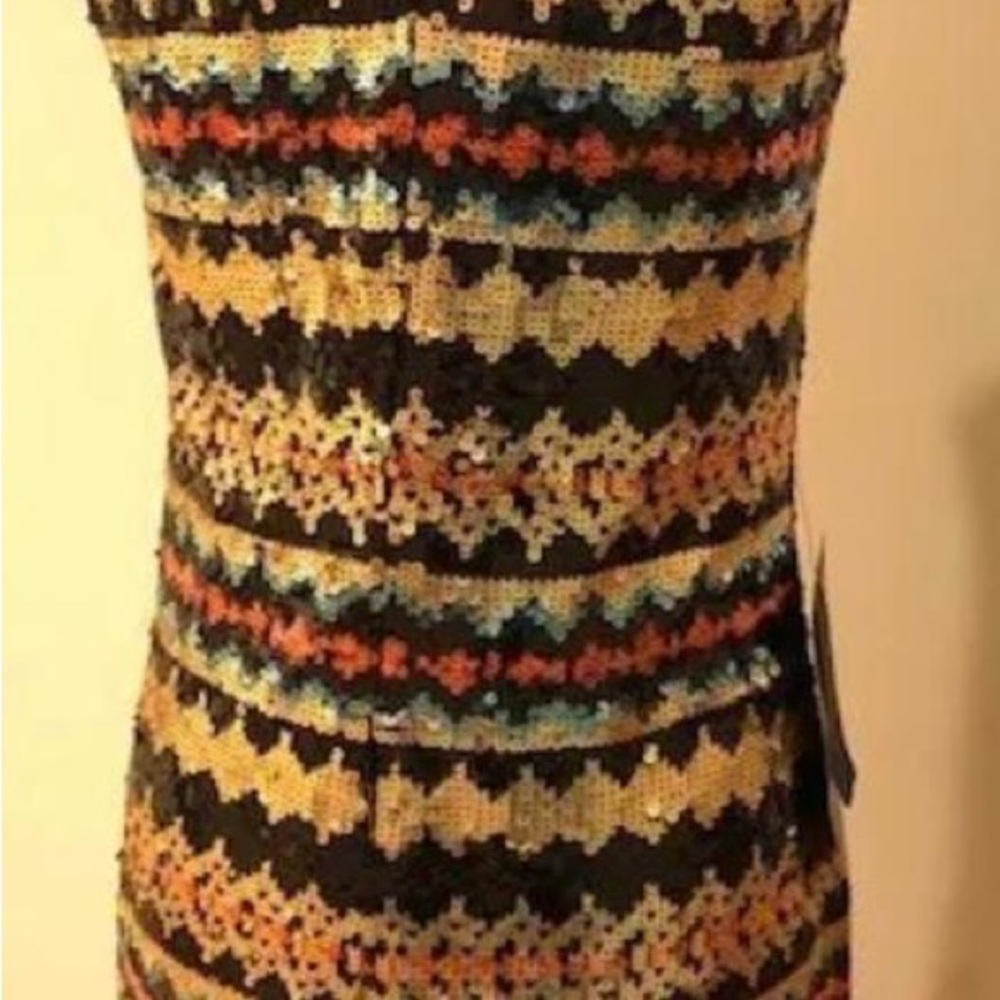 💋 bebe limited edition embellished sequin M gold dress New RARE 💋 - Picture 8 of 9